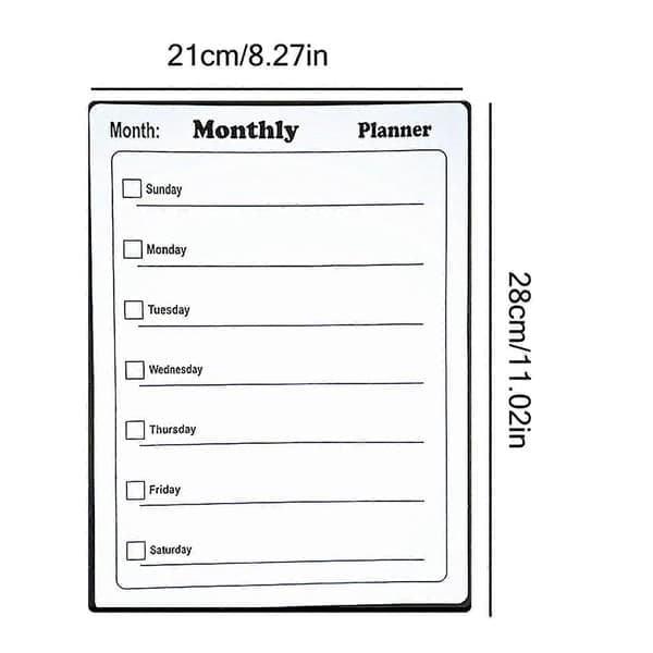 Magnetisk Whiteboard til Køleskab Genanvendelig Månedskalender & Ugeplanlægger Black Board Style Notesblok Køkken Opslagstavle, Størrelse E E