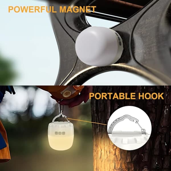 LED Camping Lantern Oppladbar 3200mAh, Campinglamper med 4 Moduser