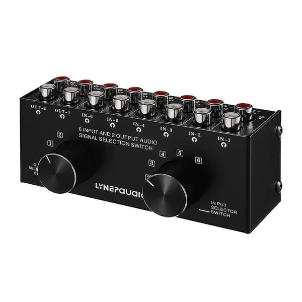 6-ind-2-ud RCA Audio Switcher, Tovejs Stereo Signalvælger Splitter Distributør
