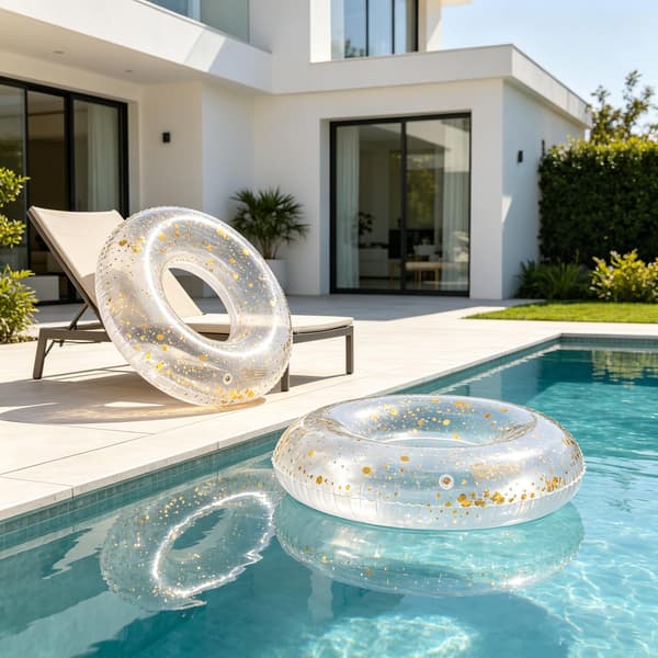 Stora uppblåsbara poolflottar 35 tums poolflottar rör - Poolrör Simringar Uppblåsbara poolringar Flottar för vuxna, poolflottar för tema Gold Glitters