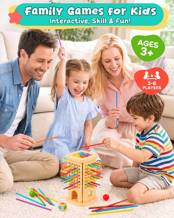 Montessori brætspil til børn 4-6 år, farverige træpinde bolddrop spil