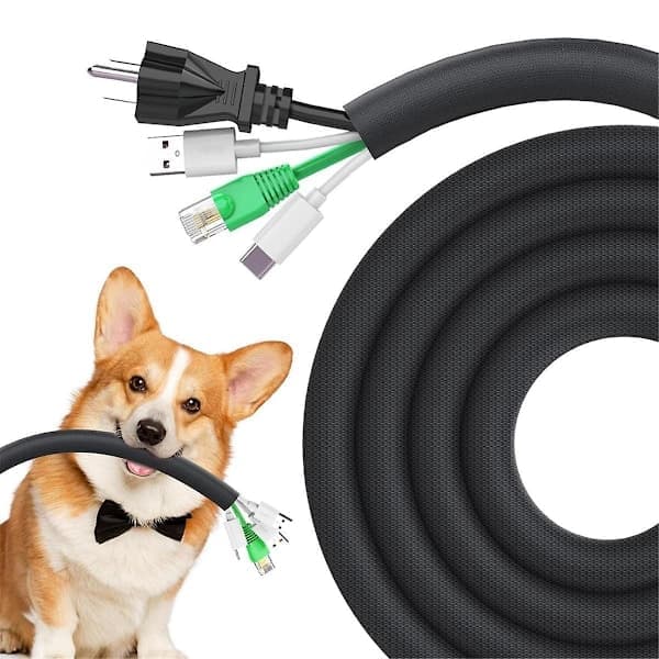 Kabelbeskyttelse til hunde og katte 3 meter, kabelmuffe til nem håndtering, beskytter kabler mod gnavende dyr 2,5 cm