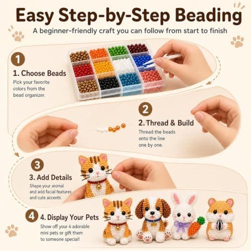 Kelamit Tiny 3D Pärldjur DIY Kit Presenter för Hantverksälskare (Husdjursälskare)