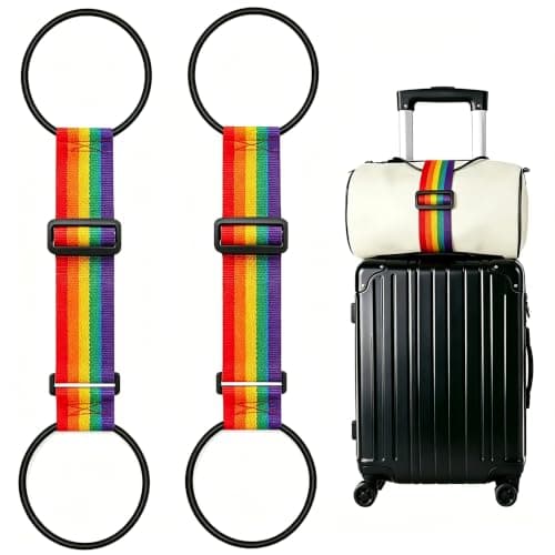 2-pack justerbara bagageremmar för resväskor, koppla väska till resväska Rainbow