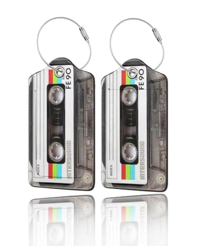 2-pack bagagebrickor i PU-läder för resväskor - Retro kassettband Retro Cassette Tape