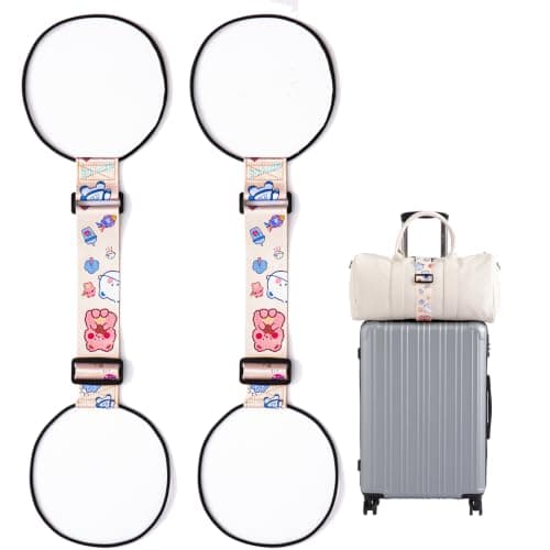 2-pack bagageremmar för resväskor, 25 färger, justerbar elastisk resväskrem med dubbel stabilitetsdesign, handsfree Bear