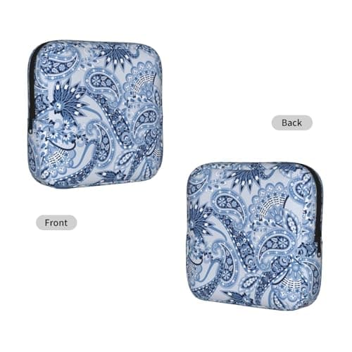 Paisley Blomster Og Blade Blå Boheme Boho Blomster Periode Taske Til Kvinder, Bærbar Hygiejnebind Periode Pude Pose Til Pung, Små Makeuptasker Paisley