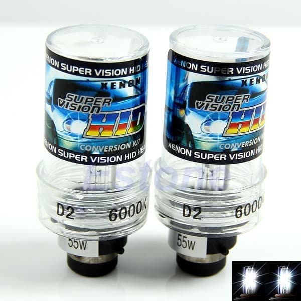 2 stk D2S 6000K 55W HID Xenon Erstatningsfrontlyspære Billamper
