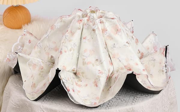 Blonde Blomster 3-Fold Paraply UPF 50+ UV-Beskyttelse Rejseparasol til Regn og Sol Auto-01Pink