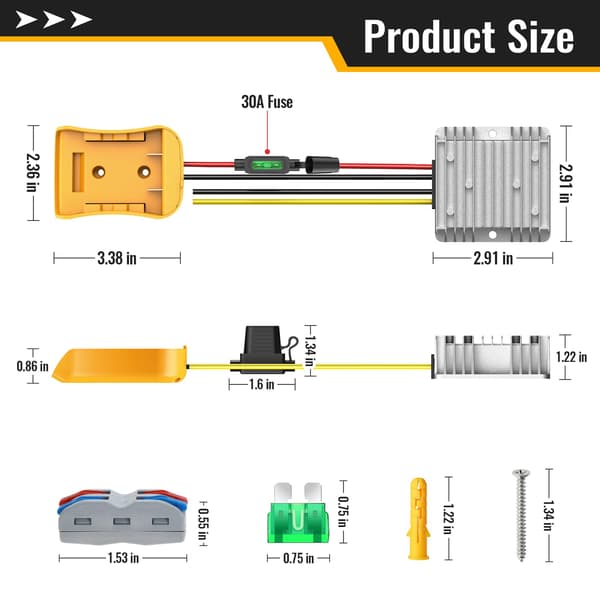 20V til 12V Step-Down Konverter Kompatibel med Dewalt 20V Batteri (2-pak) General 2 Pack