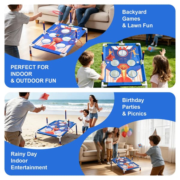 Cornhole-bräda för barn, bärbar bönpåse & ringkastningsspel