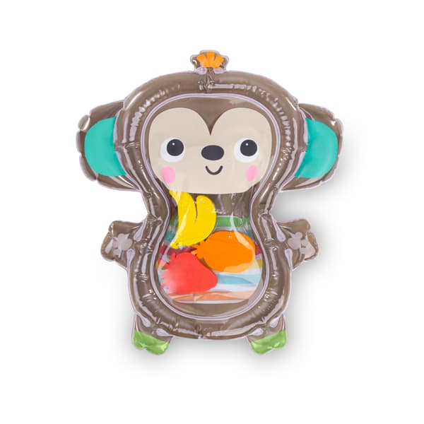 Bright Starts Hungry Monkey Vattenmatta, Babylekmatta, Uppblåsbar Sensorisk Leksak för Spädbarn 0-6 Månader Hungry Monkey