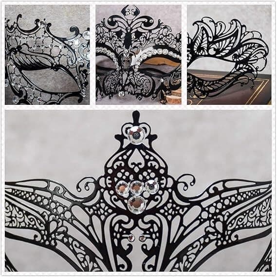 Maskeradmask för kvinnor metallmask, silver silver