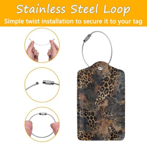 2-pak PU-læder bagagemærker til kufferter - Abstrakt leopardprint Abstract Leopard Print