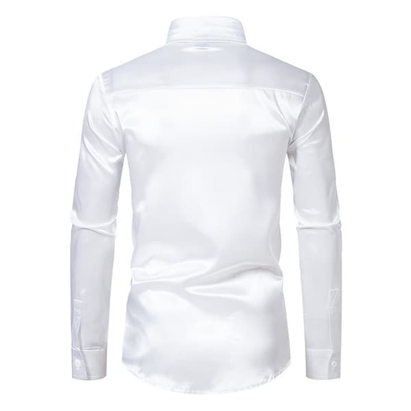 Herrskjorta, glansig, slim fit, satin, långärmad, vit, storlek S white S