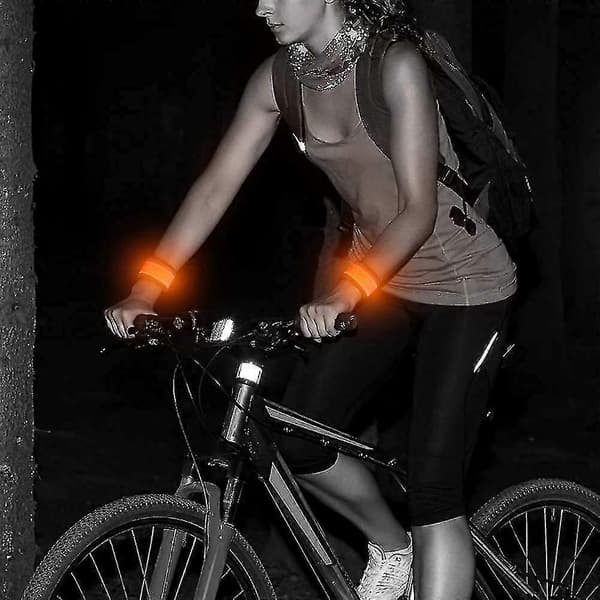 LED-belyst armbånd sikkerhetslys for løping, konsert, camping - 2 stk - oransje