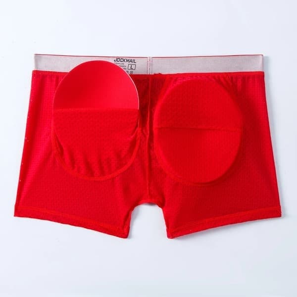 Boxershorts för män, mesh, med höftkuddar, röd, storlek M Red M