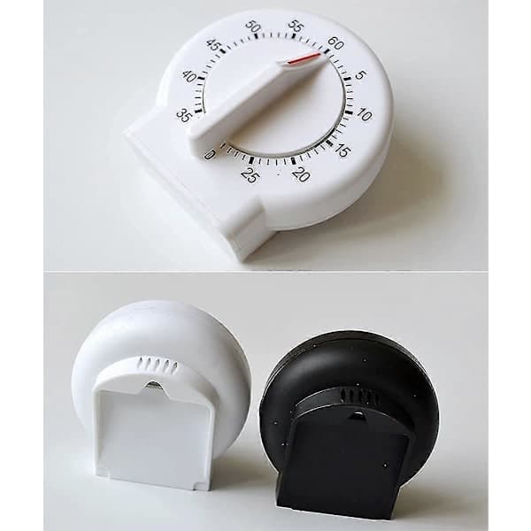 Kjøkkentimer, lettlest 60-minutters mekanisk timer (hvit)