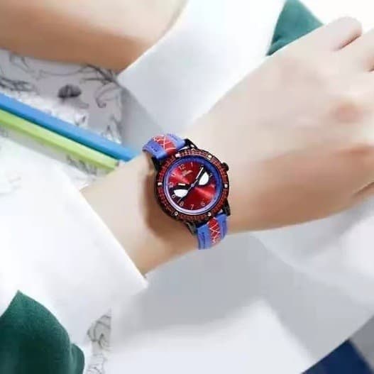 Drenge Spiderman Ur 33mm, Marvel Superhelt Quartz Armbåndsur til Børn Hverdagsbrug BlåRød