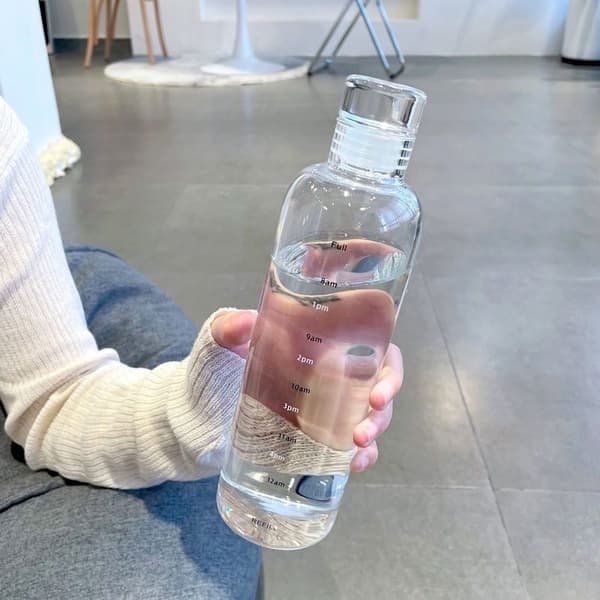 Enkel vattenflaska med tidsskala, vit, 750 ml white 750ml