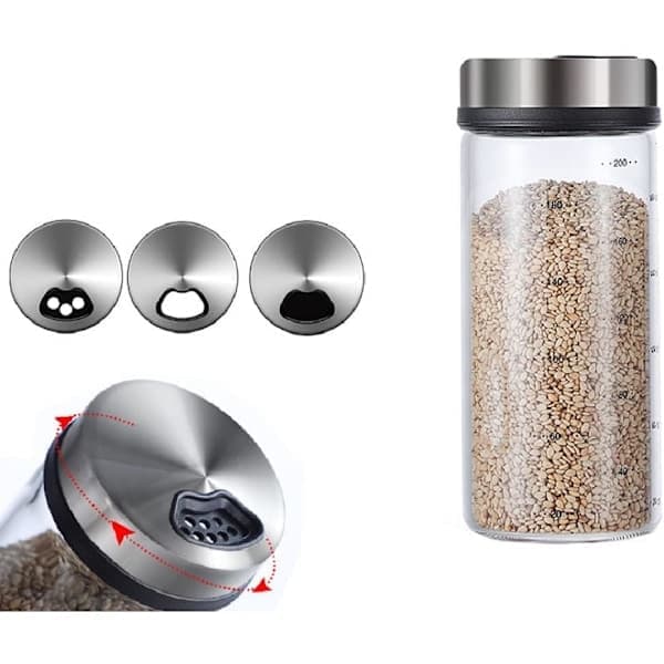 Kryddset Kryddburkar Salt Socker Ströare Saltbehållare Flaska Behållare Glas 200 ml