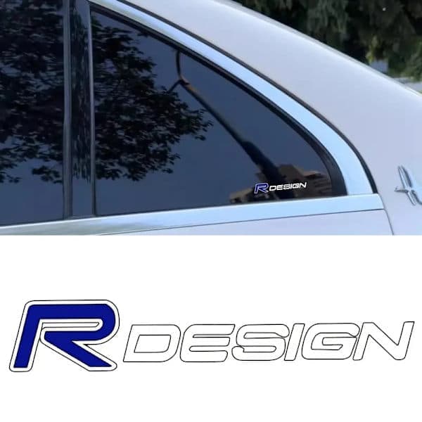 Emblem R - Design 1x5cm R Blå + DESIGN Vita Bokstäver 2-pack för Volvo