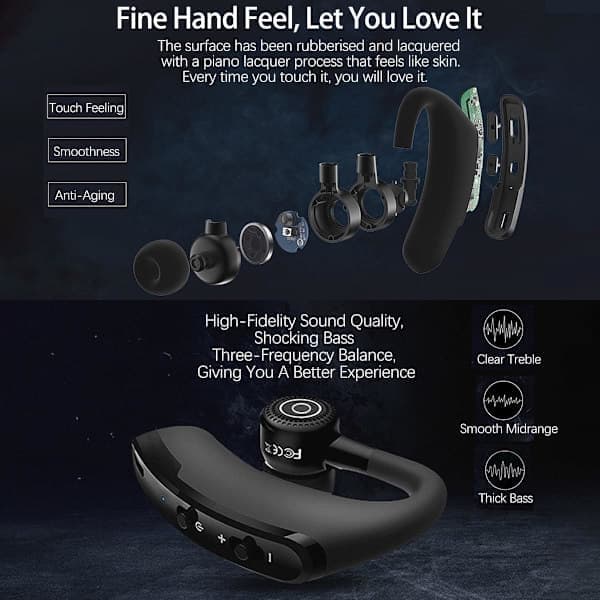 Enkle ørekrog trådløse Bluetooth-hovedtelefoner åbne ørepropper, Bluetooth 5.0 headset ørepropper med mikrofon støjreduktion vandtæt