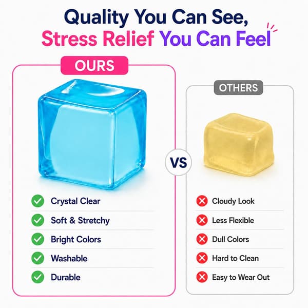 1PC Ice Cube Squishy Fidget Toys, Långsamt stigande klämbar sensorisk leksak Stresspresent Bule
