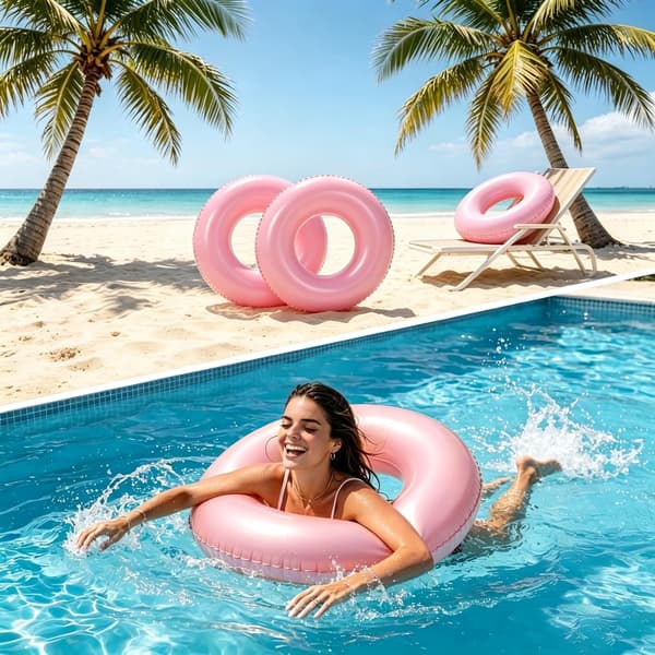 Stora uppblåsbara poolflottar 35 tums poolflottar – poolringar simringar uppblåsbara poolringar flottar för vuxna, poolflottar för tema Pink