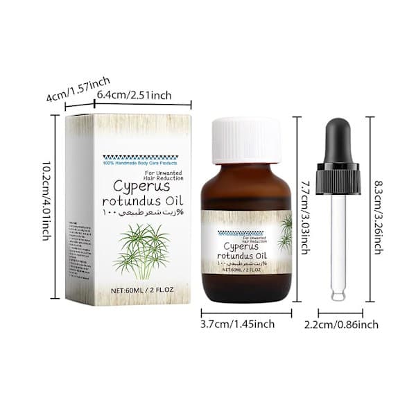 60 ml Cyperus Rotundus olie til hårfjerning, reducerer kropshårvækst A