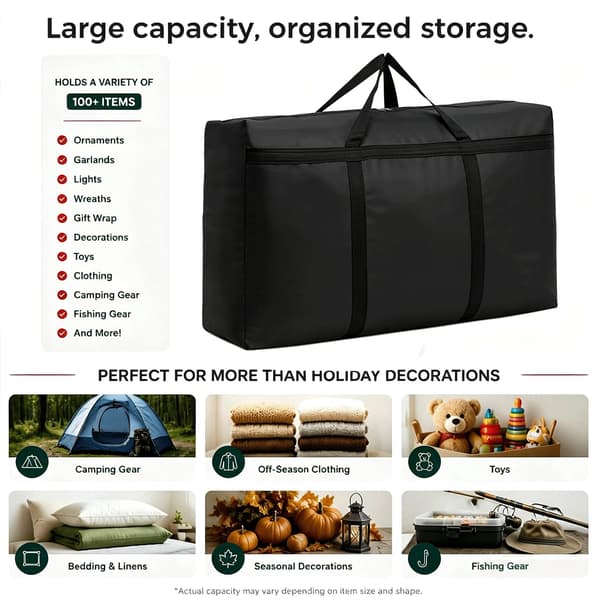 Stor rejsetaske, sammenfoldelig opbevaringstaske, overdimensioneret flyttetaske, multifunktionel håndbagage, sort, medium Black Medium