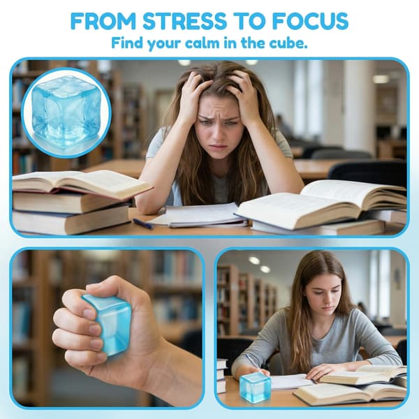 Fidgetleksaker Squishy Stresskub, Långsamt Resande Stressbollar för Vuxna Barn | Squishies Ångestlindrande Kläm Sensoriska Leksaker Gåvor (Blå) Blue