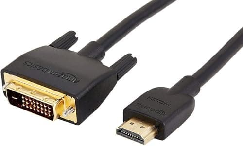 Amazon Basics HDMI–DVI-sovitinkaapeli, kaksisuuntainen 1080P, kullattu, 1,8 m, helppo asentaa, musta 10 ft Single Pack