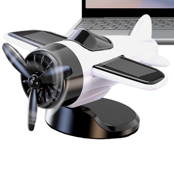 Soldriven flygplansprydnad - Roterande bilinredning White