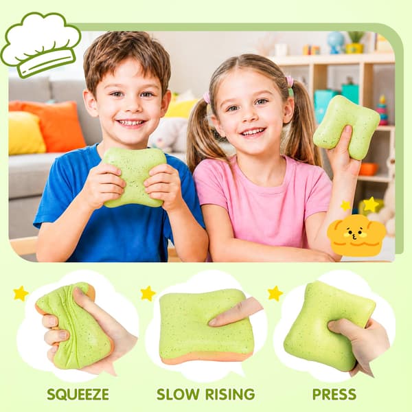 Bröd Smör Squishy Långsamt Stigande Kläm Fidget Squishies Leksaker (Grön) Bread Stick-1p-green