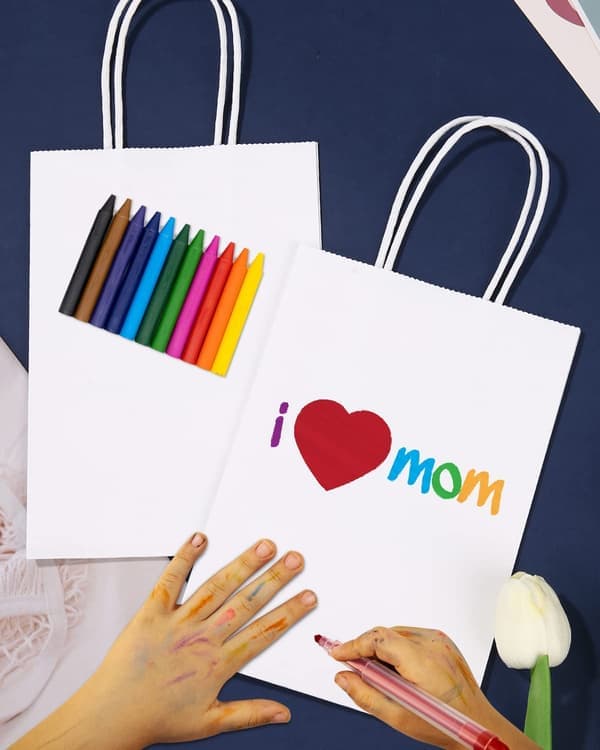 60 X Papperspåsar med handtag Vita presentpåsar Kraft - Perfekt