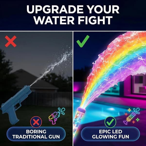 Lysende Regnbue LED Vandblaster, Fyrværkeri Vandpistol 2 Pack