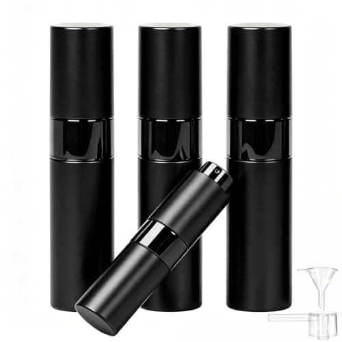 4-pack 8 ml påfyllningsbar parfymatomizer med glasflaska och aluminiumskal Black