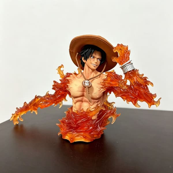 One Piece Portgas D. Ace Lysende Buste Figur Anime Gave Samlerobjekt