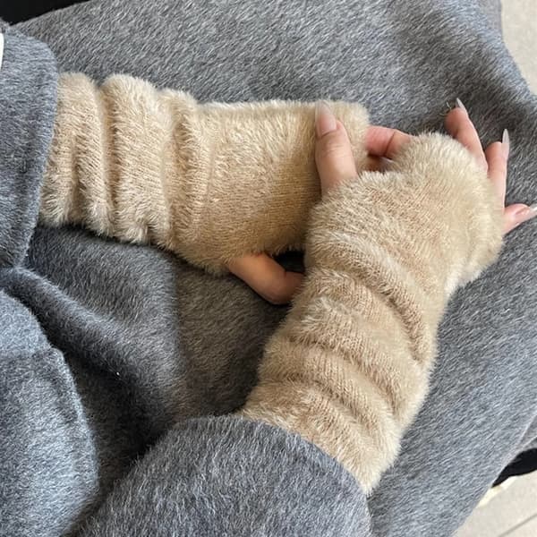 Dame armvarmere Vinter søde fingerløse vanter, brun brown