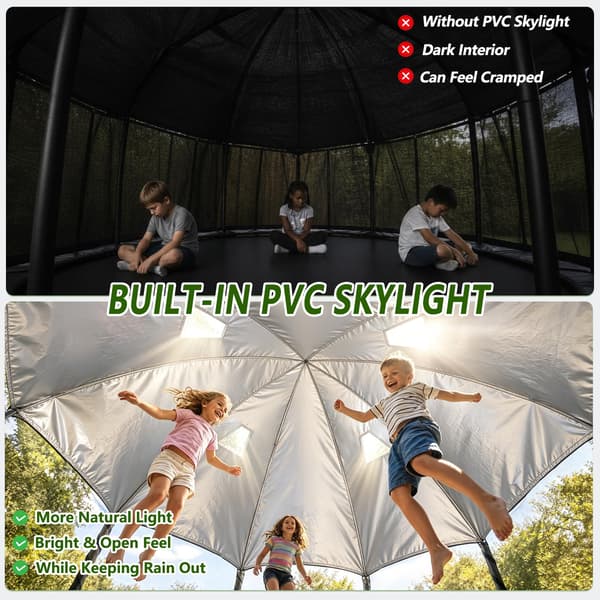 10FT kuppelformet trampolinhimmel til runde trampoliner i baghaven 10FT Green