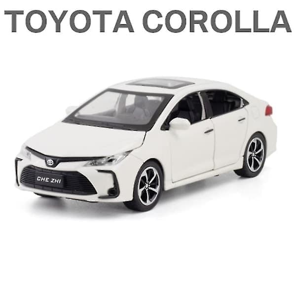 1:32 Toyota Corolla Metal Legetøjsbil med Lyd og Lys, Samleobjekt til Børn Hvid