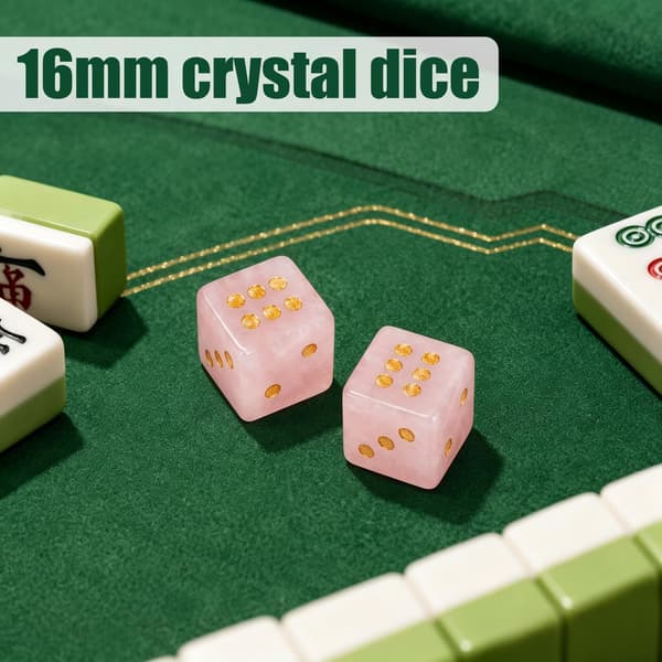 Gosknor 2 stk. krystal Mahjong terningesæt, 16 mm lyse lyserøde ædelsten D6 terninger Light Pink