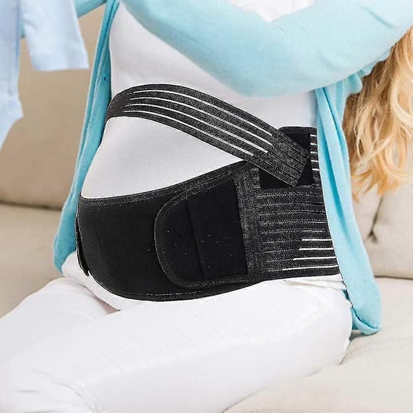 Maternity Belly Band och magbindare, andningsbart graviditetsstödbälte, elastiskt midjestöd Black strips