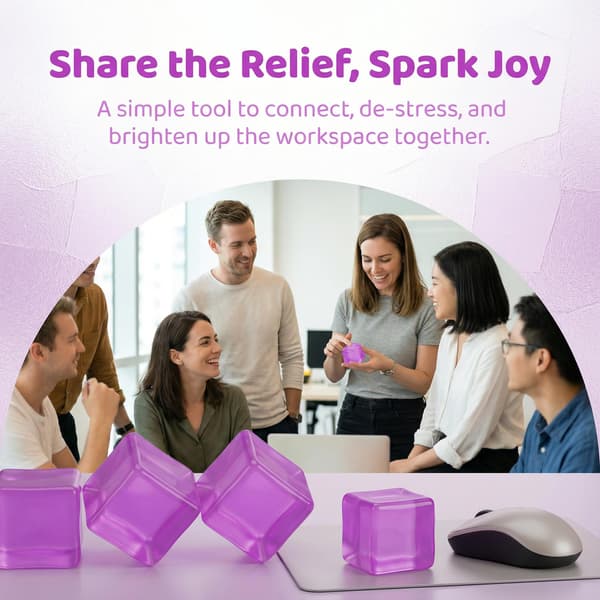 Stress Cube Squishy Legetøj mod Angst Sensorisk Fidget Legetøj til Voksne | Stresslindrende Gave Langsomt Stigende Squishy Terning (Lilla) Purple