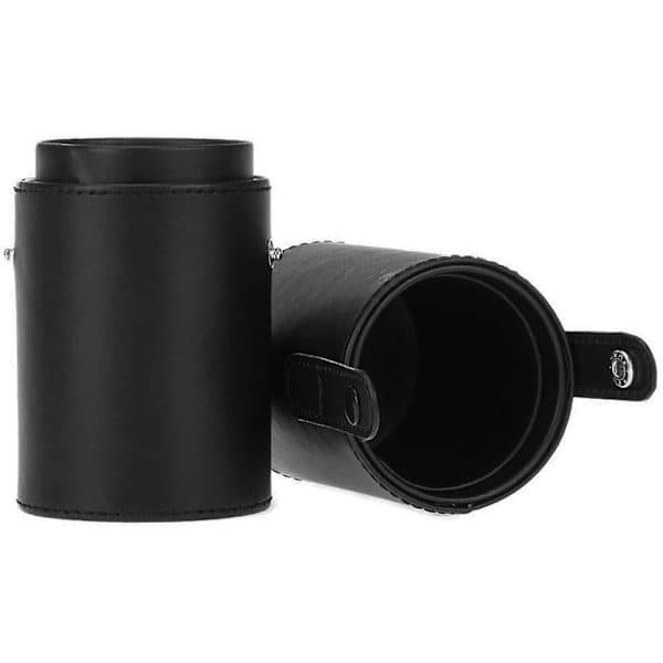 Læder makeupbørsteholder, bærbar, sort