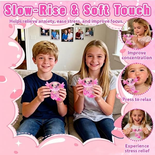 3,54 tommer lyserød glitter stående Axolotl Squishy Langsom Stigende Pink