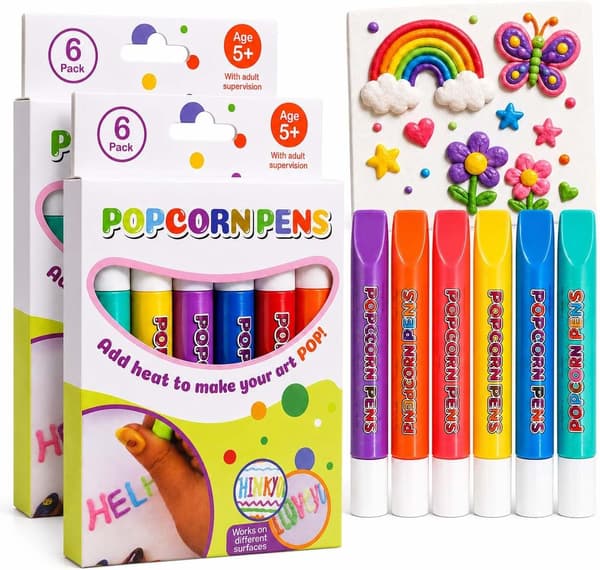 Popcorn Puffy Pens, 3D Magic Drawing Pen 6-värinen kuplataidetussisetti (#D) #D