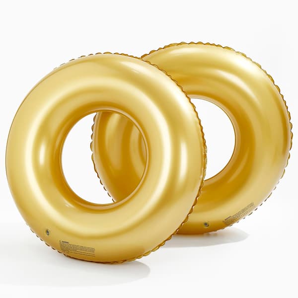 Stora uppblåsbara poolflottar 35 tums poolflottar – poolringar simringar uppblåsbara poolringar flottar för vuxna, poolflottar för tema Gold
