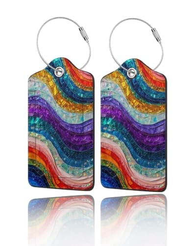 2-pak PU-læder bagagemærker til kufferter - Abstrakt Agat Mønster Abstract Agate Pattern